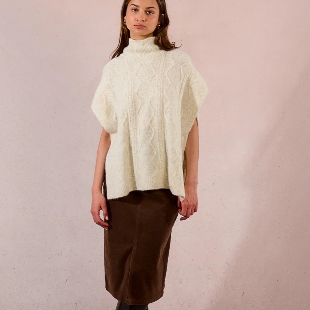 Molly Bracken Cream Turtleneck Poncho